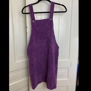 Purple corduroy overall dress